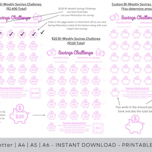 Biweekly Savings Challenge Printables, Savings Challenge Bundle ...