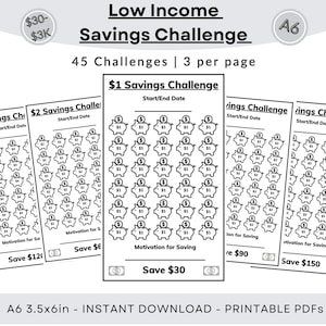 Savings Challenge Bundle, Budget Binder, Cash Stuffing, Low Income, Mini A6 Savings Challenge Trackers, Money Saving Challenge A6