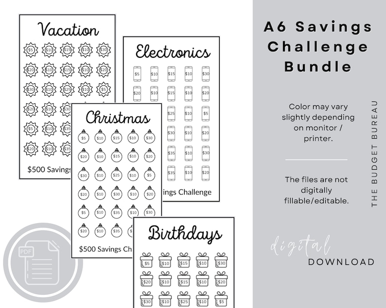 A6 Savings Challenge Bundle: 15 Sinking Fund Trackers (Digital Download) image 6