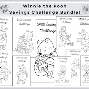 Pacchetto Sfida Risparmio Winnie the Pooh: Pagine da Colorare A6 (Download Digitale)