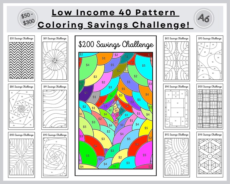 Savings Color In 250 A6 Savings Challenges | Sinking Fund Trackers & Monthly Budget ...