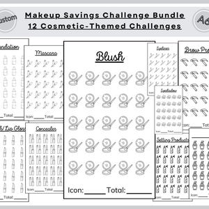 Makeup Savings Challenge Bundle, Save for Your Beauty Must-Haves, 12 Cosmetic-Themed Challenges, Money Saving, Sinking Fund Budget, A6