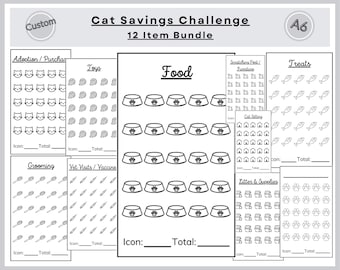 Cat Savings Challenge Bundle: A6 Money Trackers (Digital Download)