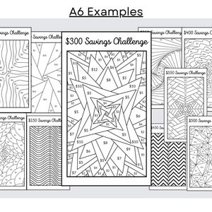 Savings Color In Coloring Savings Challenge Bundle: 40 Pattern Saving Challenges ...