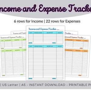 Printable Income and Expense Tracker (A4, A5, US Letter, Digital ...