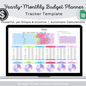 Google Sheets Monthly Budget Tracker, Budgeting, Budget Planner, Budget Spreadsheet, Financial Planner, Expense Tracker, Yearly Dashboard