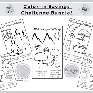 Savings Color In Relaxing Scenes Color-in A6 Savings Challenge Bundle (digital Download ...