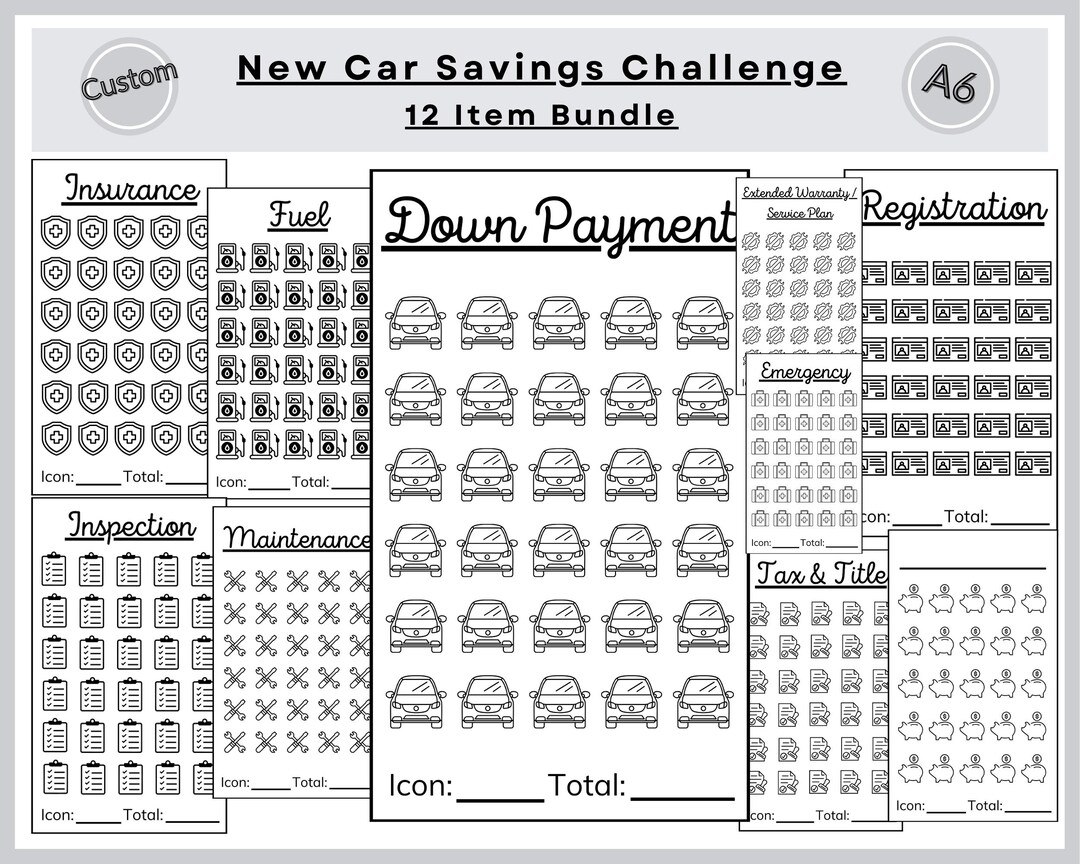 New Car Savings Challenge | A6 Money Saving Trackers (digital Download ...