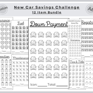 New Car Savings Challenge Bundle, Save for your Dream Car, New Car Savings, Money Saving, Sinking Fund Budget, A6 Savings Trackers