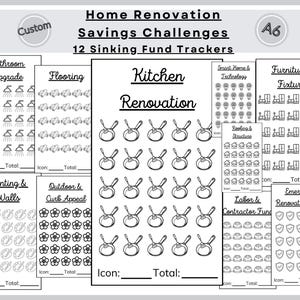 Home Renovation Savings Challenges A6 | House Remodel Budget Tracker | Home Improvement Fund (Digital Download)