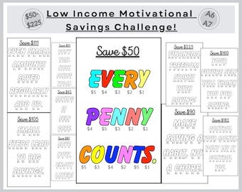 Low Income Savings Challenge Bundle: A6/A7 Color In Trackers (Digital Download)