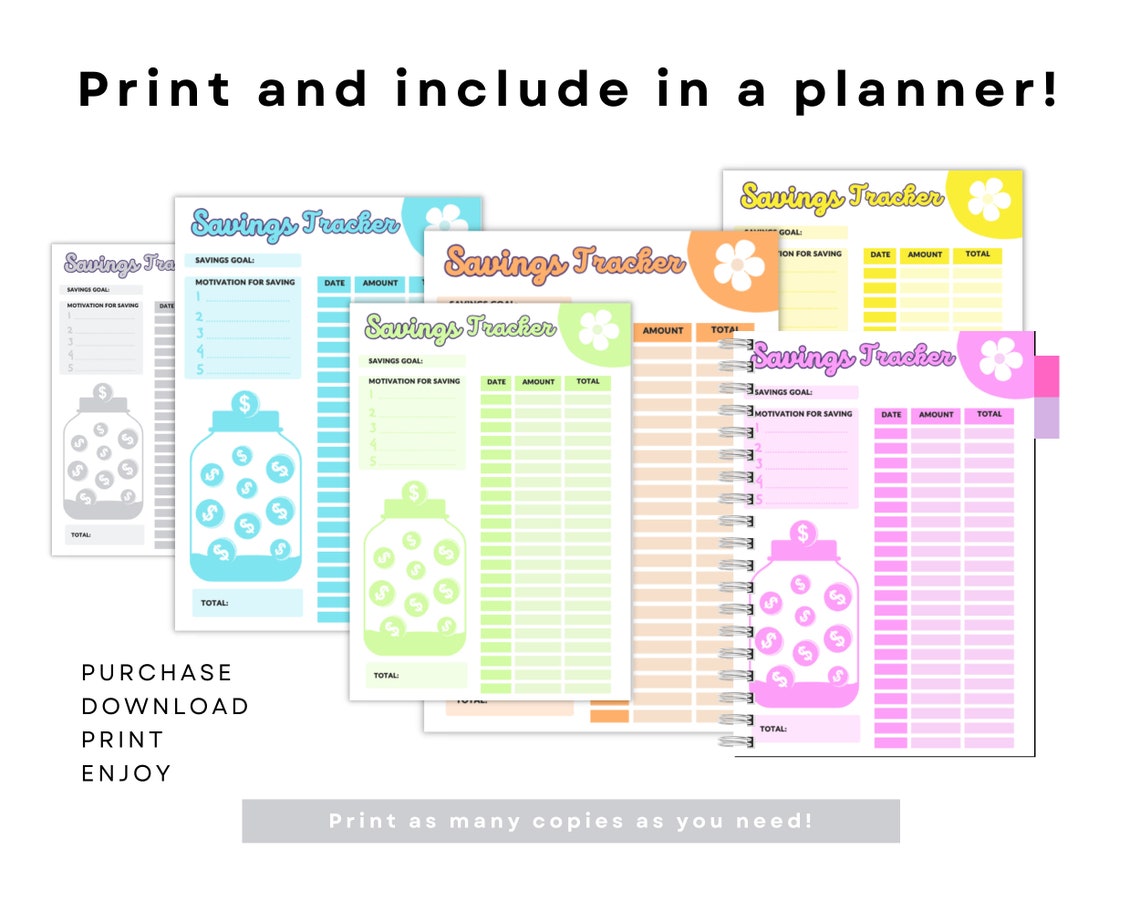 Financial Color Tracker Cash Tracker Printable | Money Savings Goal Planner | Sizes: A4, US ...