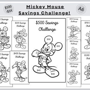 Mickey Savings Challenge, Color-In Savings, Money-Saving, Coloring Savings, Save 1000, Savings Bundle, Mini Savings, Save 500, Save 100