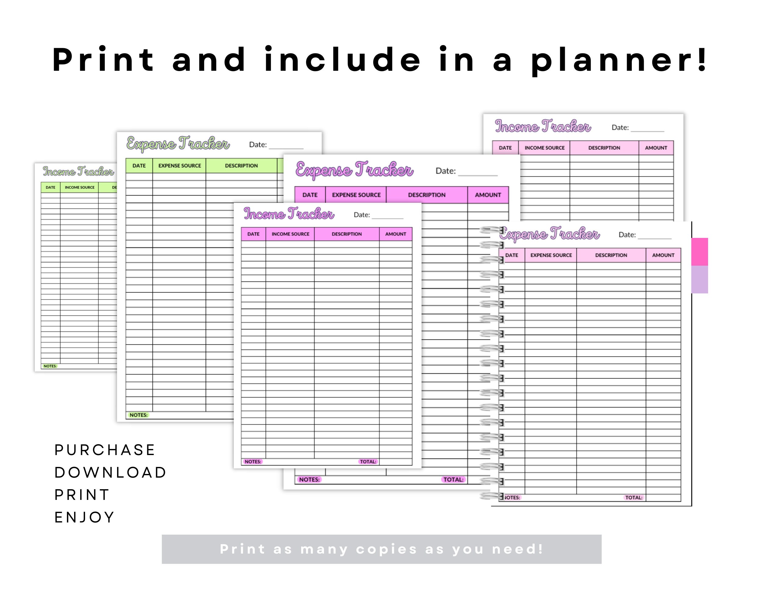 Income and Expense Trackers, Printable, Expense Tracker, Income Tracker ...