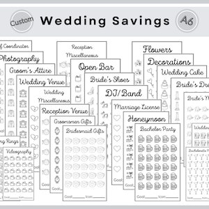 Hochzeitseinsparungen, Challenge-Set, Spar-Challenge-Bundle, Druckbares Challenge-Set, Geldspar-Challenge A6, Haushaltsbudget