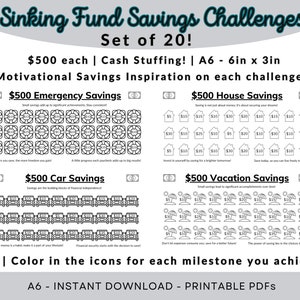 A6 Savings Challenge Printable Bundle, Cash Stuffing, Envelope Stuffing, A6 Savings Challenge Trackers, Money Saving Challenge A6, Save Cash