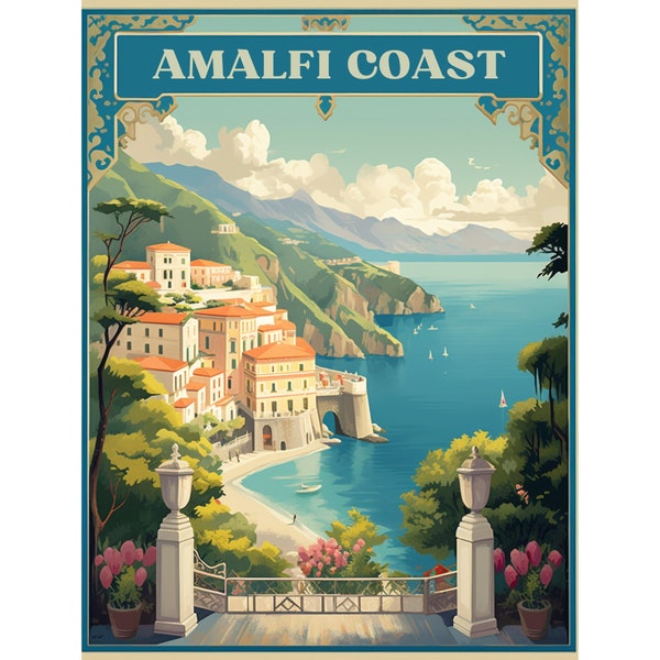 Personalized, Unique Vintage Style Travel Poster Artwork