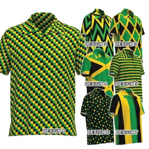 Jamaica The Cross Flag Inspired Black Green Gold Yellow Color Jamaican Pride Men Women Button Up Down Shirt Short Sleeve Custom Print