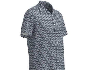 Epcot Spaceship Space Station Earth Disney Park Disneyland Inspired Men Women Button Up Down Shirt Short Sleeve Hawaiian Custom Print