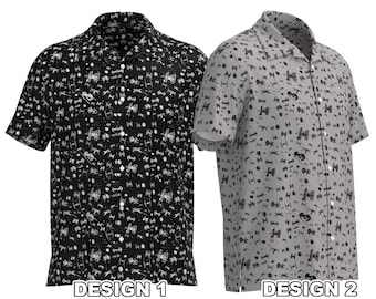 Star Wars Galaxy Battle Space Ships X Wing Tie Fighter Inspired Men Women Button Up Down Shirt Short Sleeve Hawaiian Custom Print