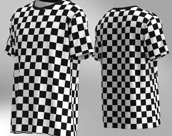 Checker Pattern T-shirt White on Colors Check Box Racing Flag