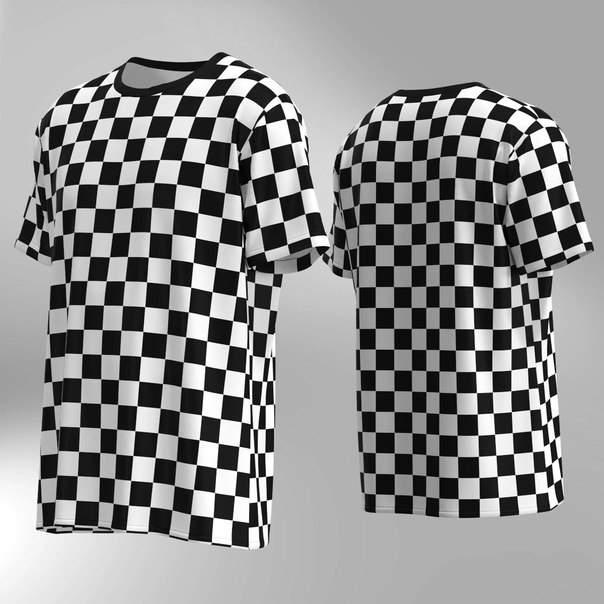 Checker Pattern T-shirt White on Colors Check Box Racing Flag