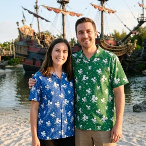 Mickey Pirate Eye Patch Hawaiian Shirt Mouse Ears Disney Disneyland Button Short Sleeve Men Women Clothing