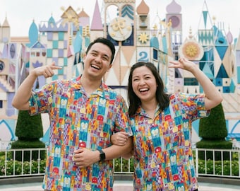 It's A Small World Hawaiian Shirt Disney Disneyland Men Women Button Shirt Short Sleeve Clothing
