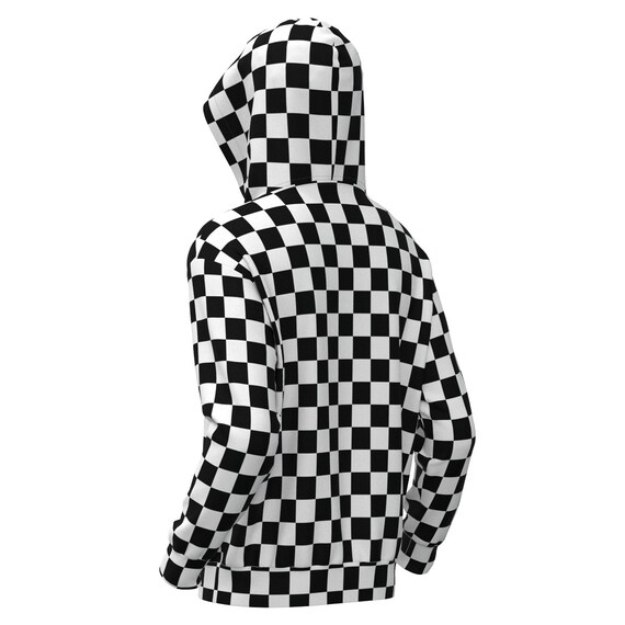 Hoodie Black White Check Checkered Box Y2K Racing Flag Pattern Long Sleeve Sweatshirt Sweater for Men Women Available for Customization Etsy UK