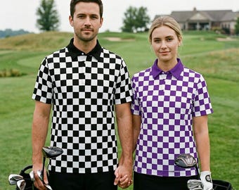 Karo Muster Poloshirt weiß auf Farben Check Box Golf Rasse Flagge kariert Retro Männer Frauen Kurzarm Kleidung