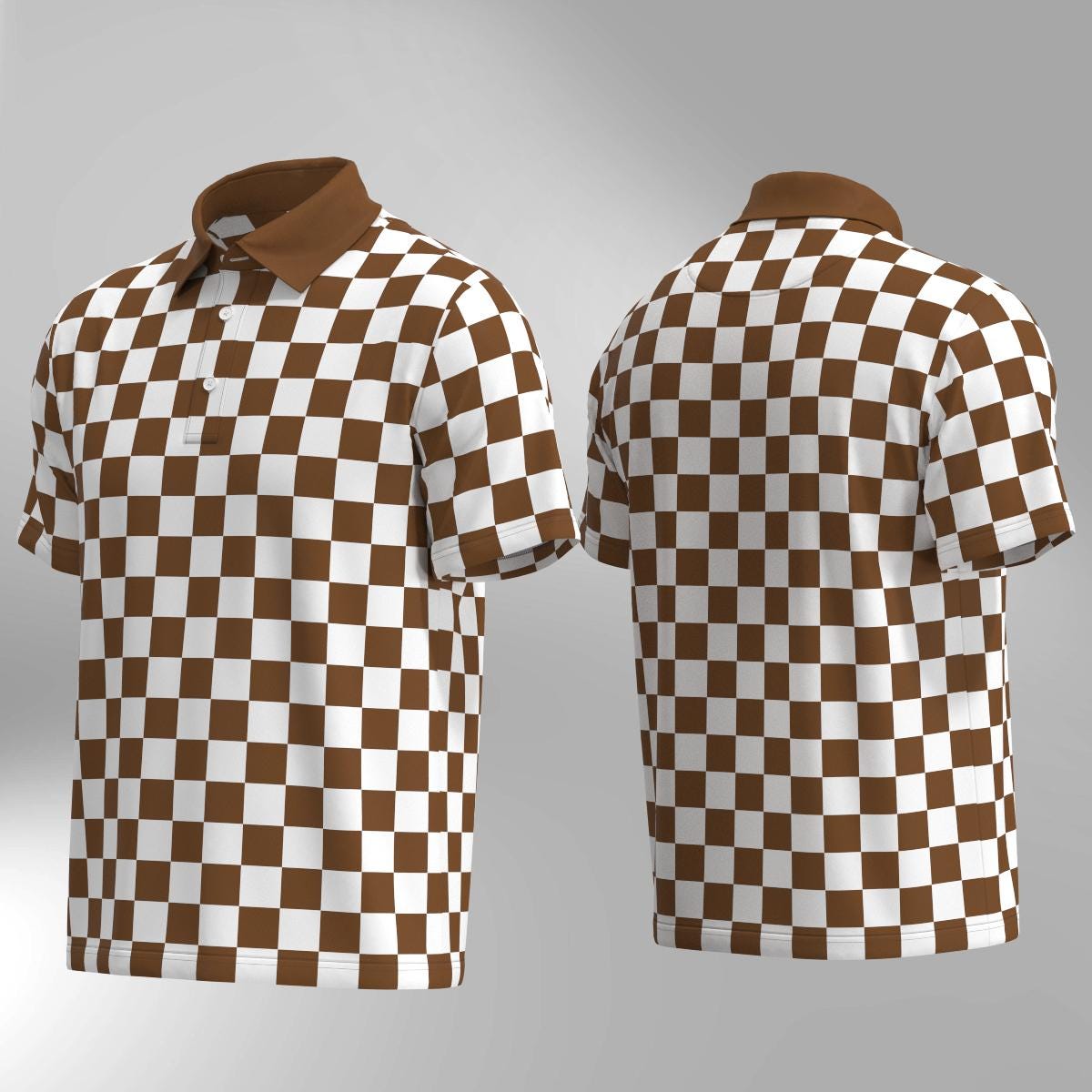 Checker Pattern Polo Shirt White on Colors Check Box Golf Race Flag ...