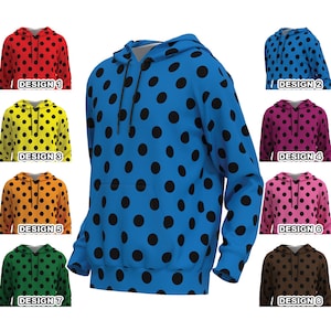 Polka Dot Geometric Black Red Blue Yellow Purple Orange Pink Green Brown Retro Hoodie Sweatshirt Sweater Long Sleeve Men Women Custom Print