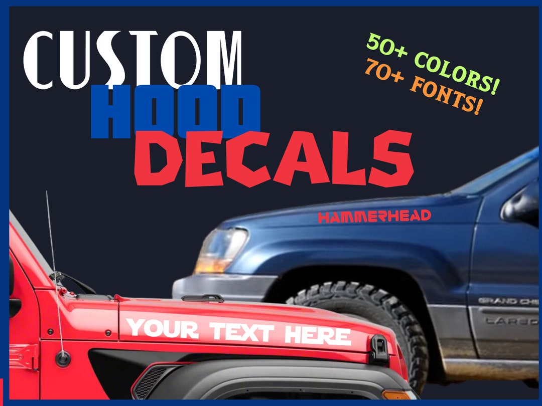Custom Hood Decal for Jeep 50 Colors 70 Fonts Etsy