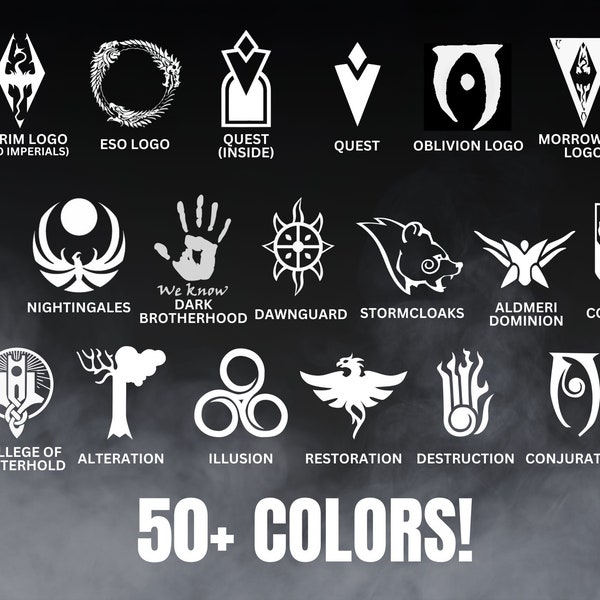Skyrim Elder Scrolls Decals; 50 Colors