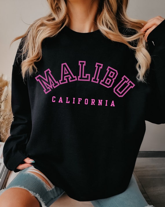 Hot Pink Sweatshirt Malibu Sweatshirt Beach Crewneck Beachy