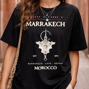 Marrakech Morocco T-Shirt, Berber Symbol Travel Souvenir, Minimalist Art