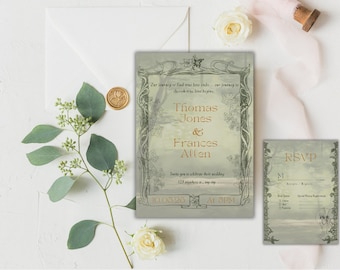 Editable Botanical Wedding Invitation – Fairytale Template (Digital Download)