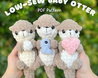 LOW-SEW Ollie the Baby Sea Otter Crochet Pattern PDF Only