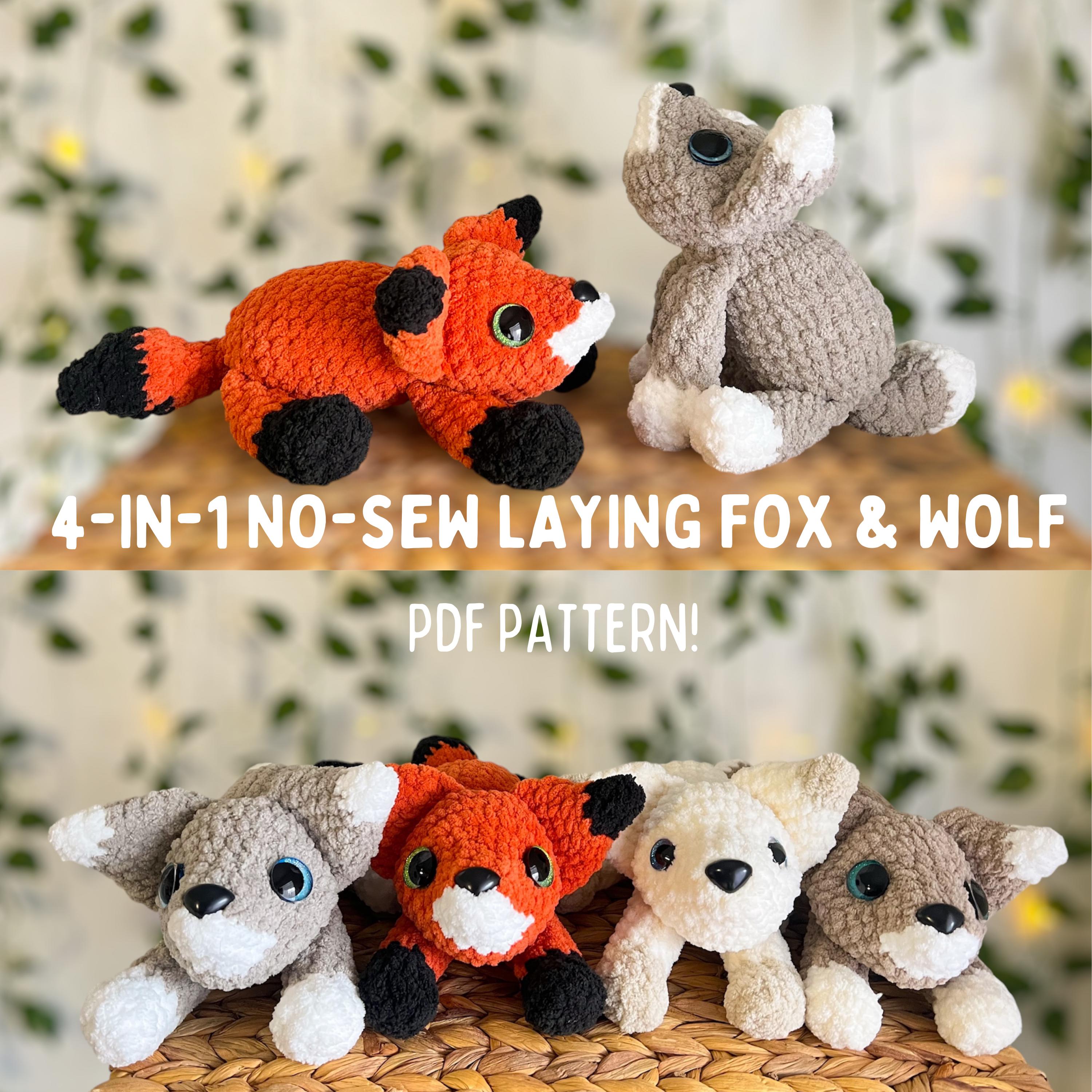 NO-SEW Laying Fox & Wolf 4-in-1 Crochet Amigurumi PDF