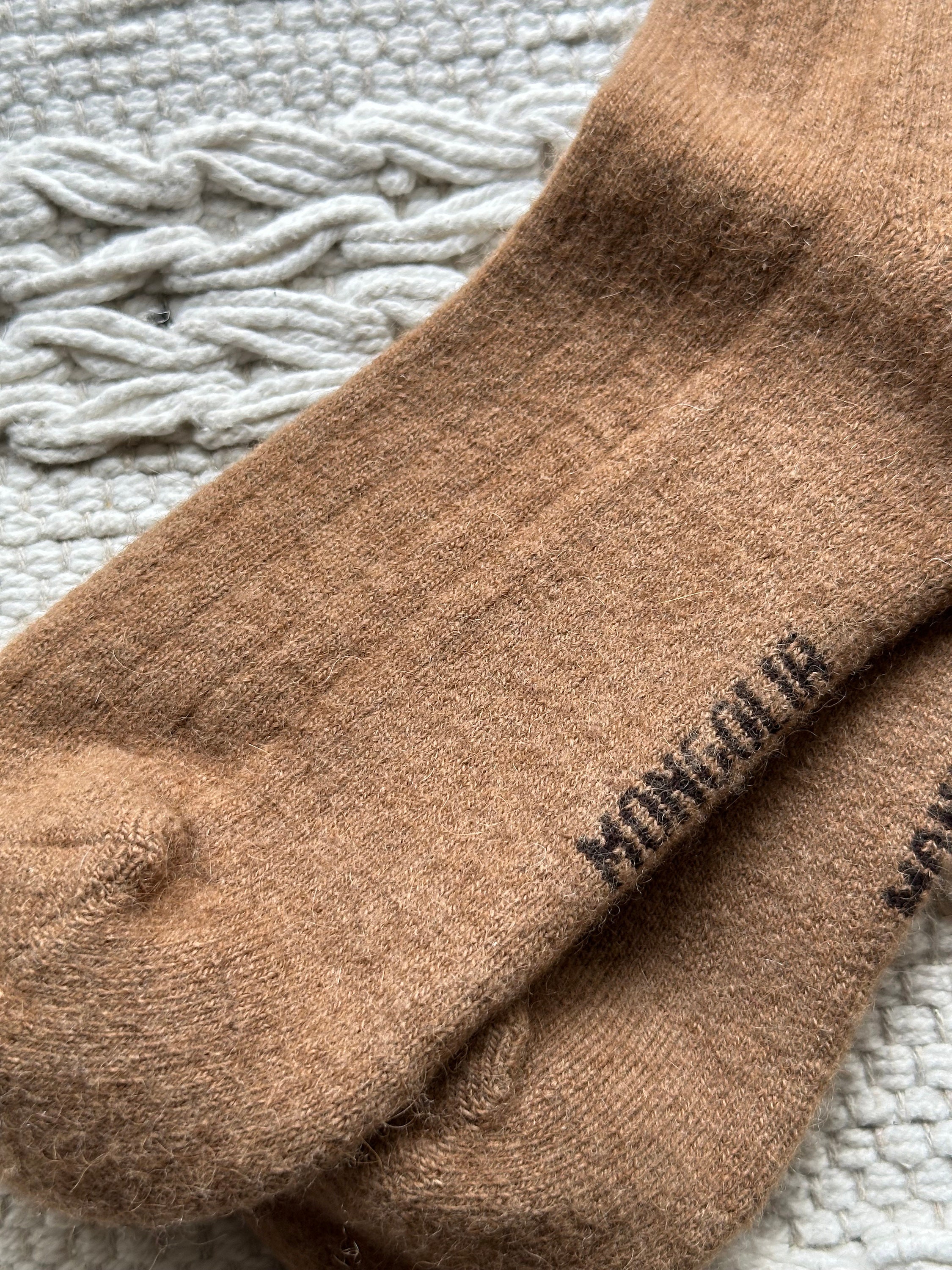 Mongolian 100% Camel Wool Socks - Mid Calf, Handmade, All-Season Hiking & Skiing Socks For Women