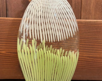 MCM Murano Dino Martens Mezza Filigrana Vase | Lime Green and White