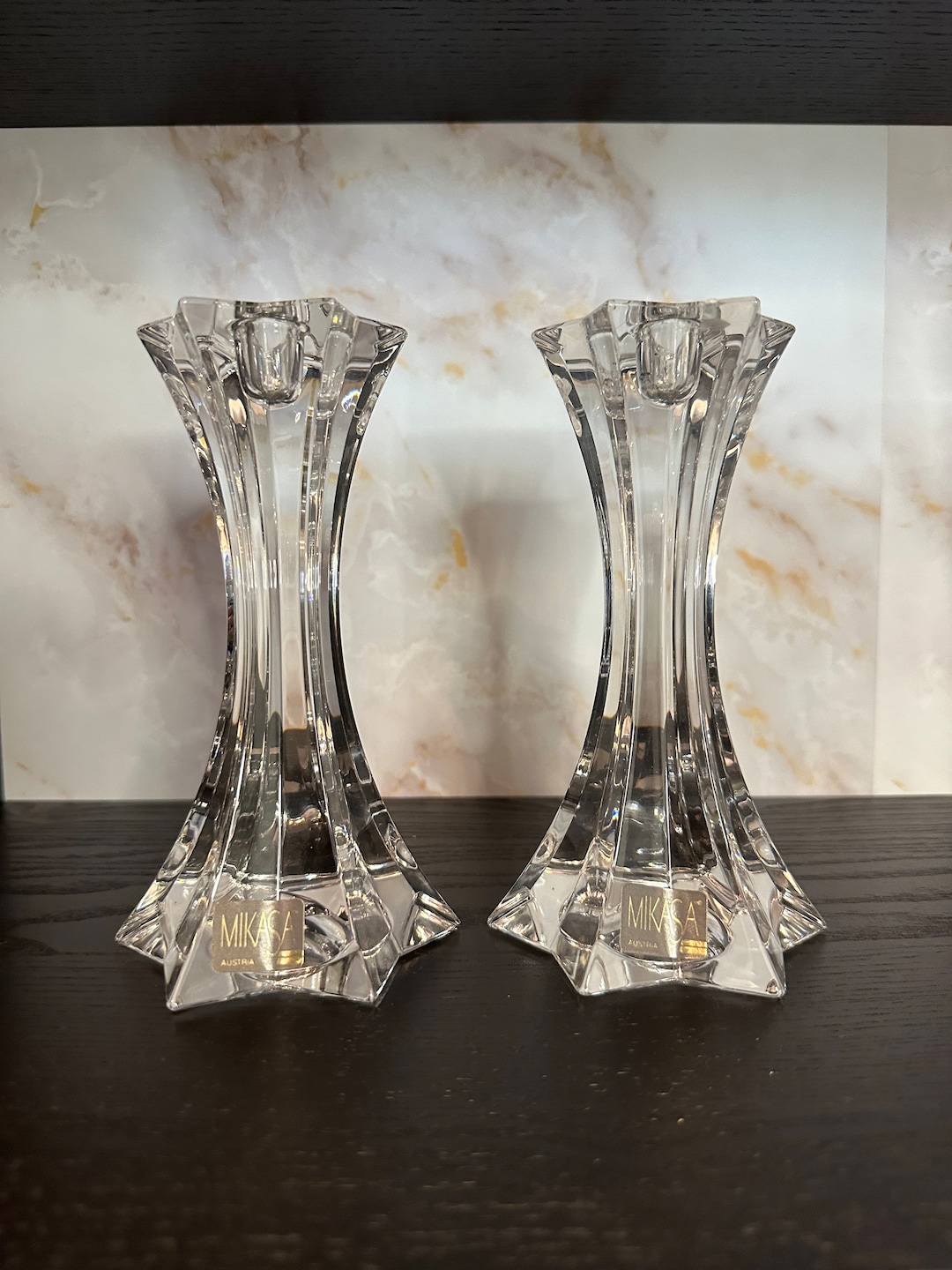 Mikasa Crystal Candlesticks | Art Deco Style - Etsy
