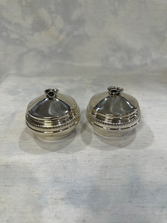 Pair of 925 Silver Trinket or Pill Box