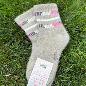 Wool Socks | Made in Mongolia | Pink and White Stripes