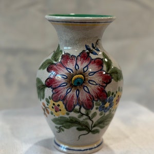 Signed Antique Gouda Floral Vase