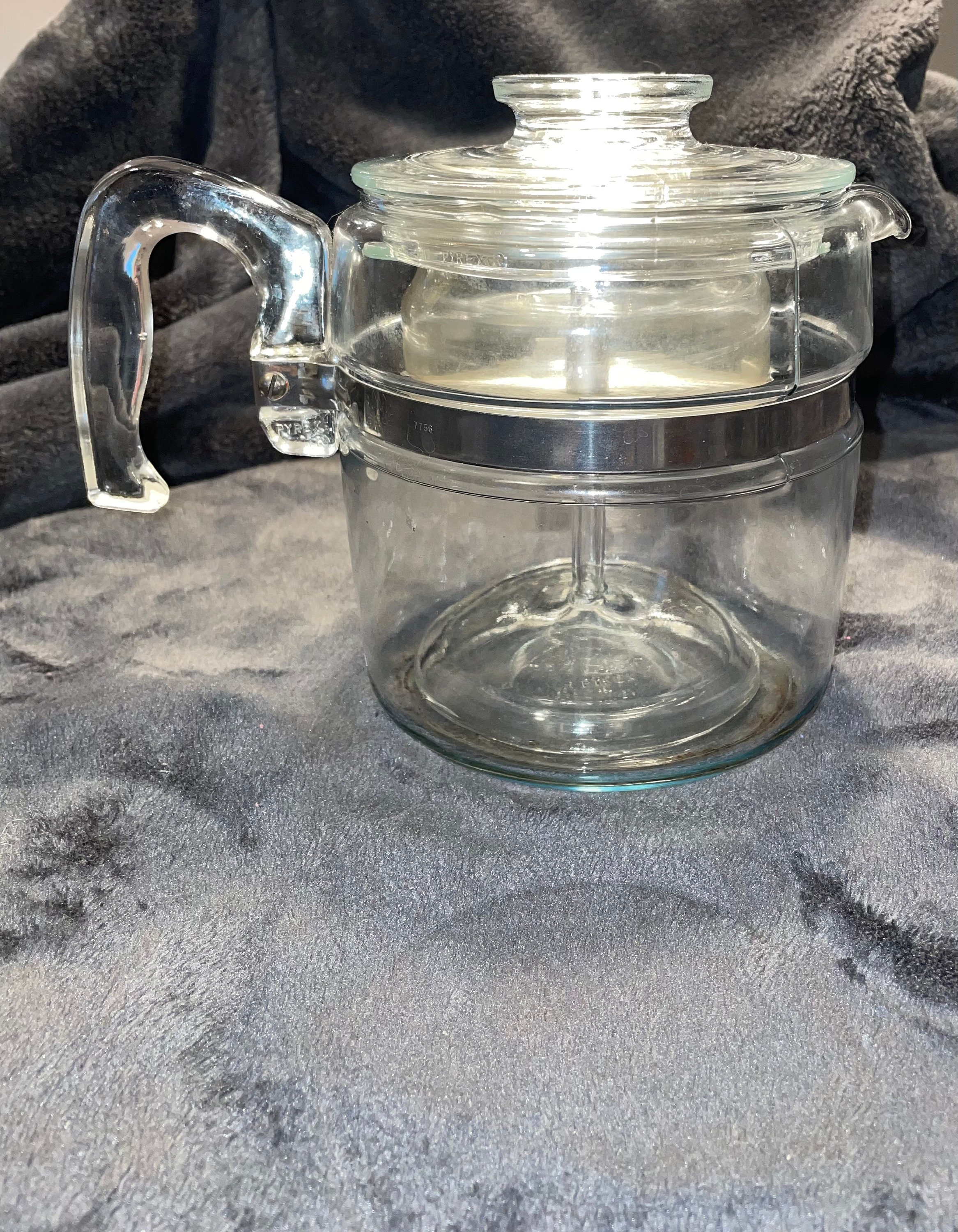 Vintage Pyrex Coffee Pot 6 Cup Pyrex Percolator Glass Percolator Missing  Top Metal Filter Cover 