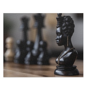 Black Queen Chess Piece Jigsaw Puzzle (120, 252, 500-Piece) - Black Art Puzzle - African American Art