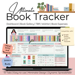 Foglio di calcolo per la pianificazione della lettura 2025, Tracker dei libri di lettura digitale, Elenco dei libri TBR, Foglio di calcolo per il diario dei libri, Calendario, Planner, Tracker del budget dei libri