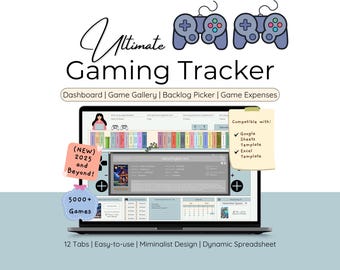 Video Game Tracker Toolkit Gaming Tracker Spreadsheet Template Backlog Picker Planner Gaming Log Achievement Wishlist Collection Game Review
