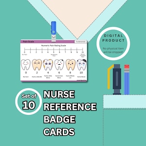 Juego de 10 tarjetas de identificación de referencia completas para enfermeras, paquete de tarjetas de laboratorio de UCI, tarjeta de notas de enfermería ACLS, tarjetas médicas de bolsillo, ABG, escala de dolor por quemaduras, EKG
